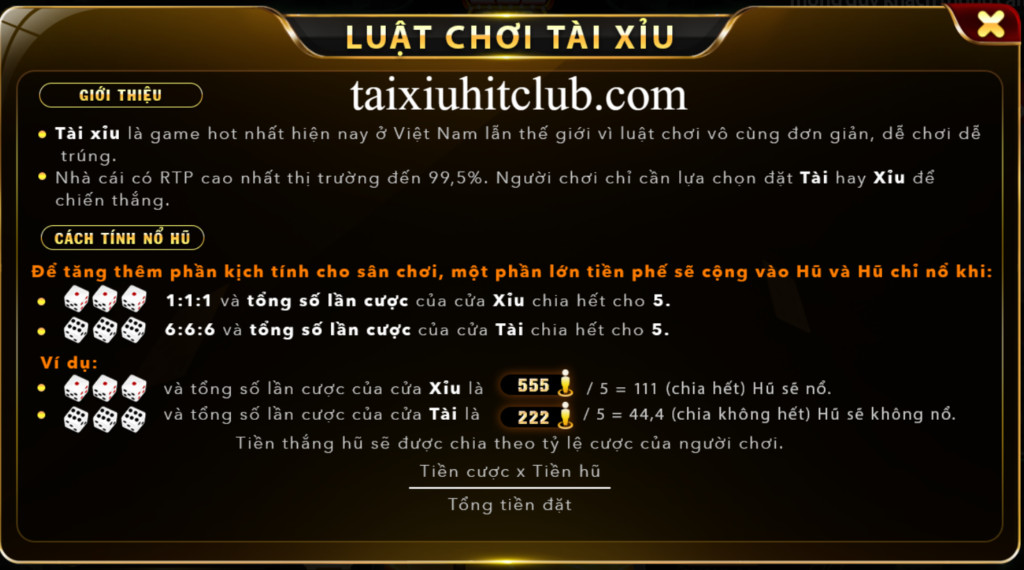 Luật chơi tài xỉu hitclub