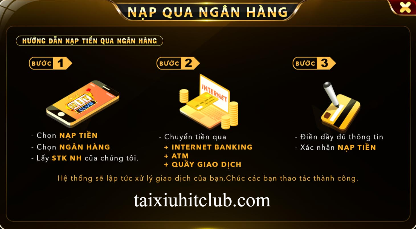 Cách nạp tiền hit club qua ngân hàng