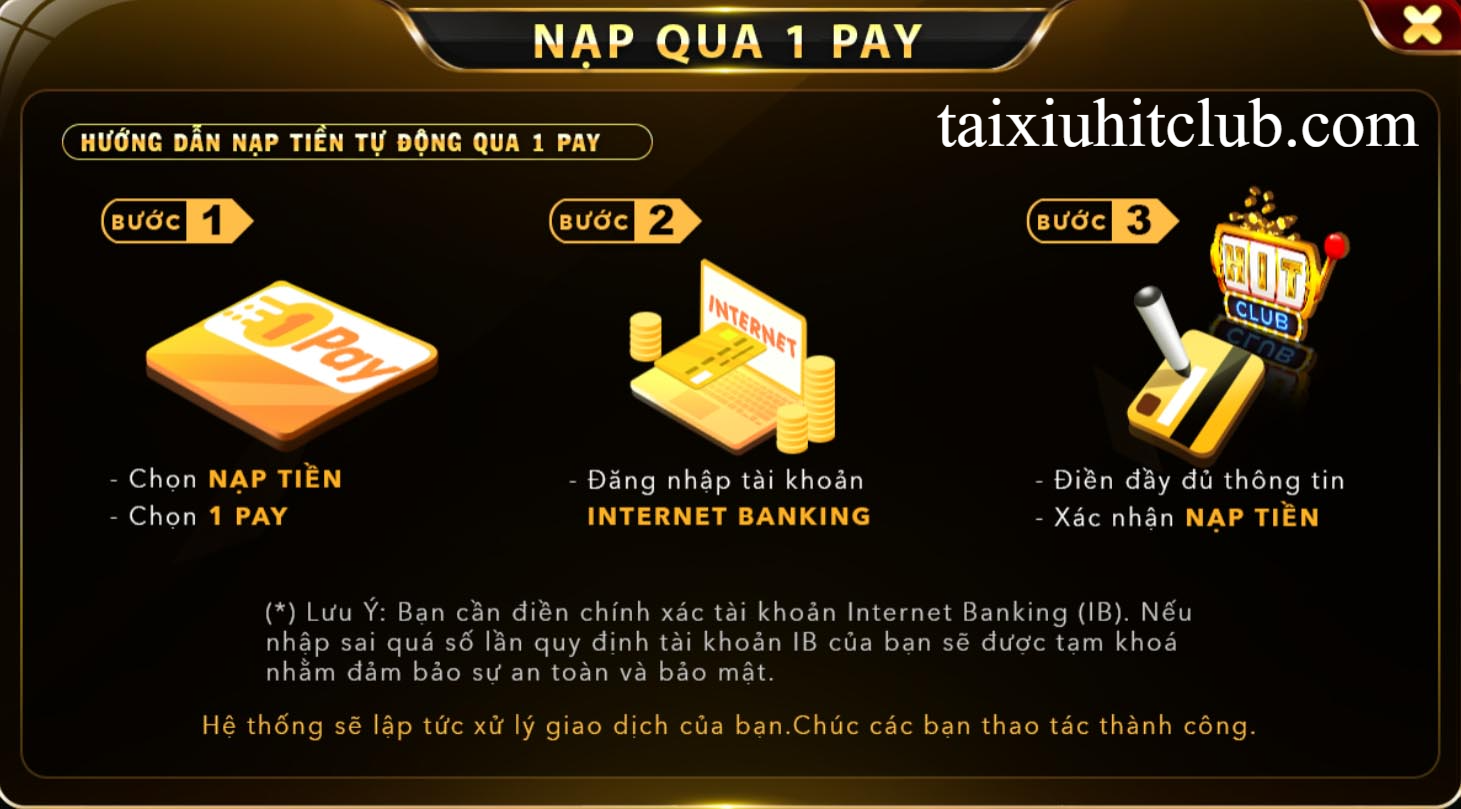 Cách nạp tiền hit club qua 1pay