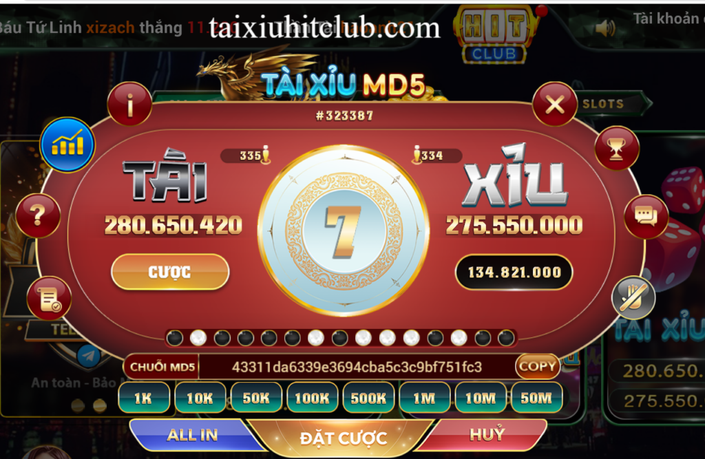 Các mức cược trong game tài xỉu MD5